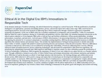 Essay on Ethical AI in the Digital Era: IBM’s Innovations in Responsible Tech