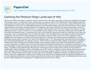 Essay on Exploring the Minimum Wage Landscape of 1955