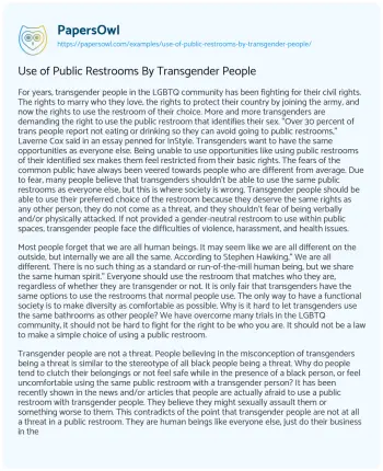 Essay on Use of Public Restrooms by Transgender People