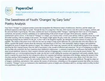 Essay on The Sweetness of Youth: ‘Oranges’ by Gary Soto” Poetry Analysis