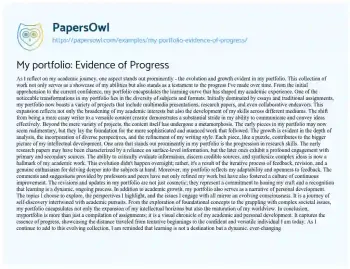 Essay on My Portfolio: Evidence of Progress