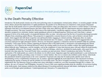 Essay on Is the Death Penalty Effective