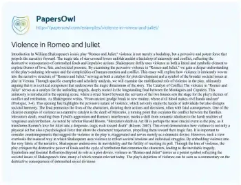 Essay on Violence in Romeo and Juliet