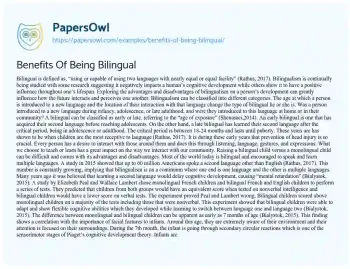 Essay on Benefits of being Bilingual