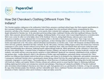 Essay on How did Cherokee’s Clothing Different from the Indians?