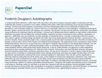 Essay on Frederick Douglass’s Autobiography