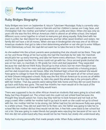 Essay on Ruby Bridges Biography