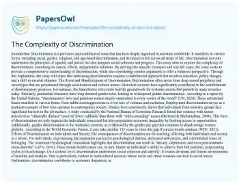 Essay on The Complexity of Discrimination