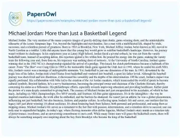 Essay on Michael Jordan: more than Just a Basketball Legend