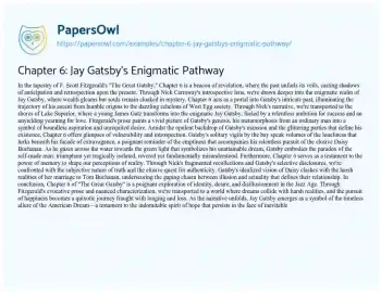 Essay on Chapter 6: Jay Gatsby’s Enigmatic Pathway