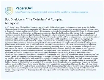 Essay on Bob Sheldon in “The Outsiders”: a Complex Antagonist