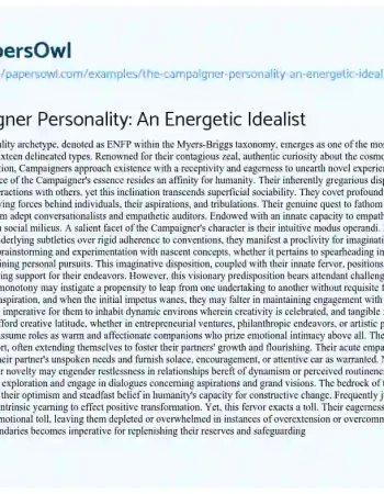 Essay on the Campaigner Personality: an Energetic Idealist