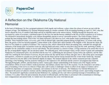 Essay on A Reflection on the Oklahoma City National Memorial