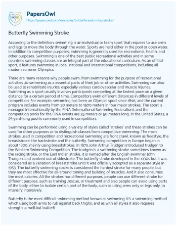 Essay on Butterfly Swimming Stroke