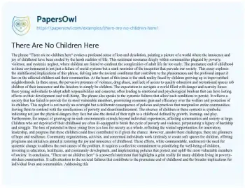 Essay on There are no Children here