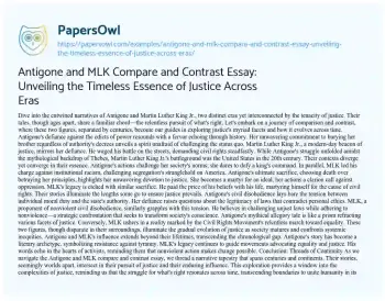 Essay on Antigone and MLK Compare and Contrast Essay: Unveiling the Timeless Essence of Justice Across Eras