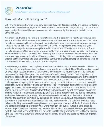 Essay on How Safe are Self-driving Cars?