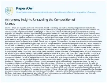 Essay on Astronomy Insights: Unraveling the Composition of Uranus