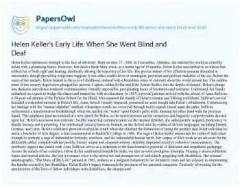 Essay on Helen Keller’s Early Life: when she Went Blind and Deaf