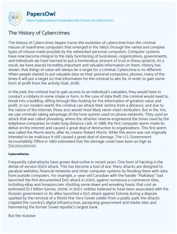 Essay on The History of Cybercrimes