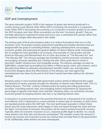 Essay on GDP and Unemployment