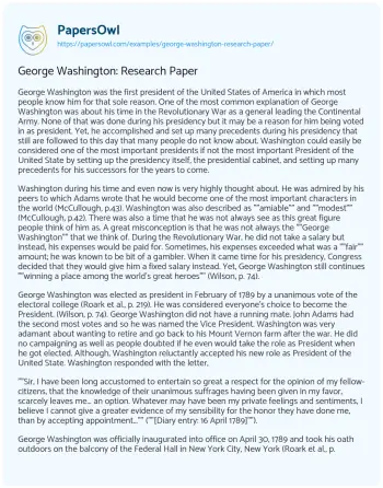 Essay on George Washington: Research Paper