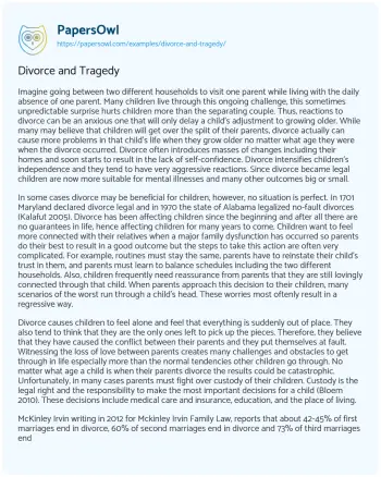 Essay on Divorce and Tragedy