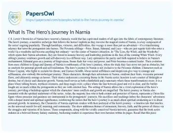 Essay on What is the Hero’s Journey in Narnia