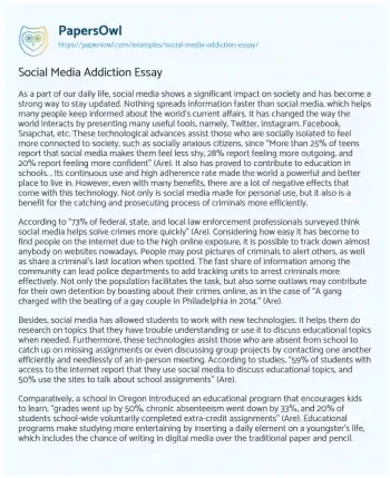 Essay on Social Media Addiction Essay