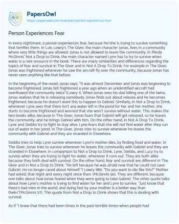 Essay on Person Experiences Fear