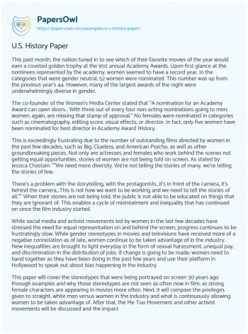 Essay on U.S. History Paper