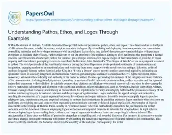 Essay on Understanding Pathos, Ethos, and Logos through Examples