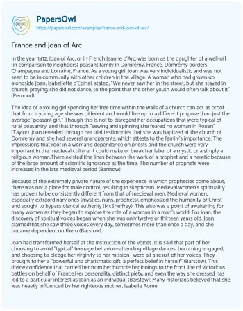 Essay on France and Joan of Arc