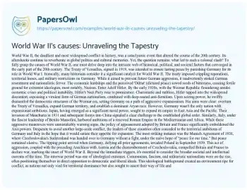 Essay on World War II’s Causes: Unraveling the Tapestry