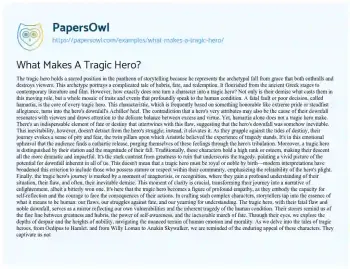 Essay on What Makes a Tragic Hero?