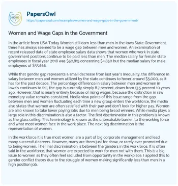 Essay on Women and Wage Gaps in the Government