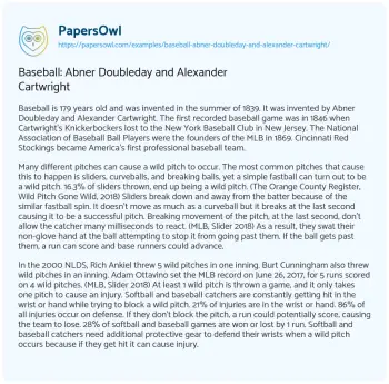 Essay on Baseball: Abner Doubleday and Alexander Cartwright