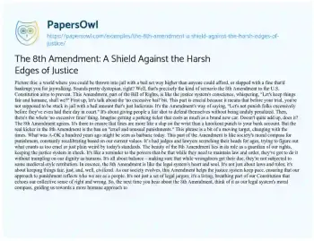 Essay on The 8th Amendment: a Shield against the Harsh Edges of Justice