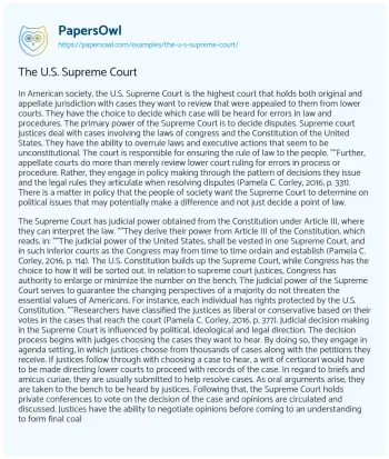 Essay on The U.S. Supreme Court