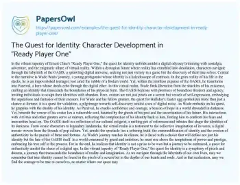 Essay on The Quest for Identity: Character Development in “Ready Player One”