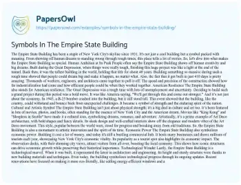 Essay on Symbols in the Empire State Building