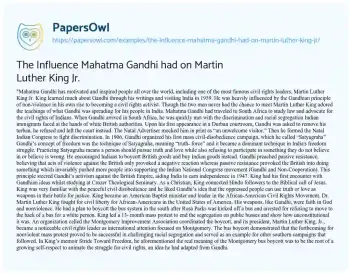 Essay on The Influence Mahatma Gandhi had on Martin Luther King Jr.