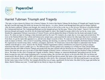 Essay on Harriet Tubman: a Life of Triumph and Tragedy