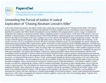 Essay on Unraveling the Pursuit of Justice: a Lexical Exploration of “Chasing Abraham Lincoln’s Killer”