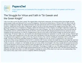 Essay on The Struggle for Virtue and Faith in “Sir Gawain and the Green Knight”