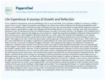 Essay on Life Experience: a Journey of Growth and Reflection