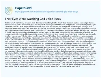 Essay on Their Eyes were Watching God Voice Essay