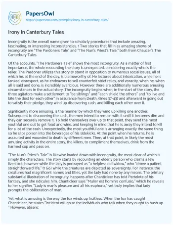 Essay on Irony in Canterbury Tales