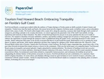 Essay on Tourism Fred Howard Beach: Embracing Tranquility on Florida’s Gulf Coast