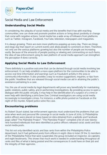 Essay on Social Media and Law Enforcement